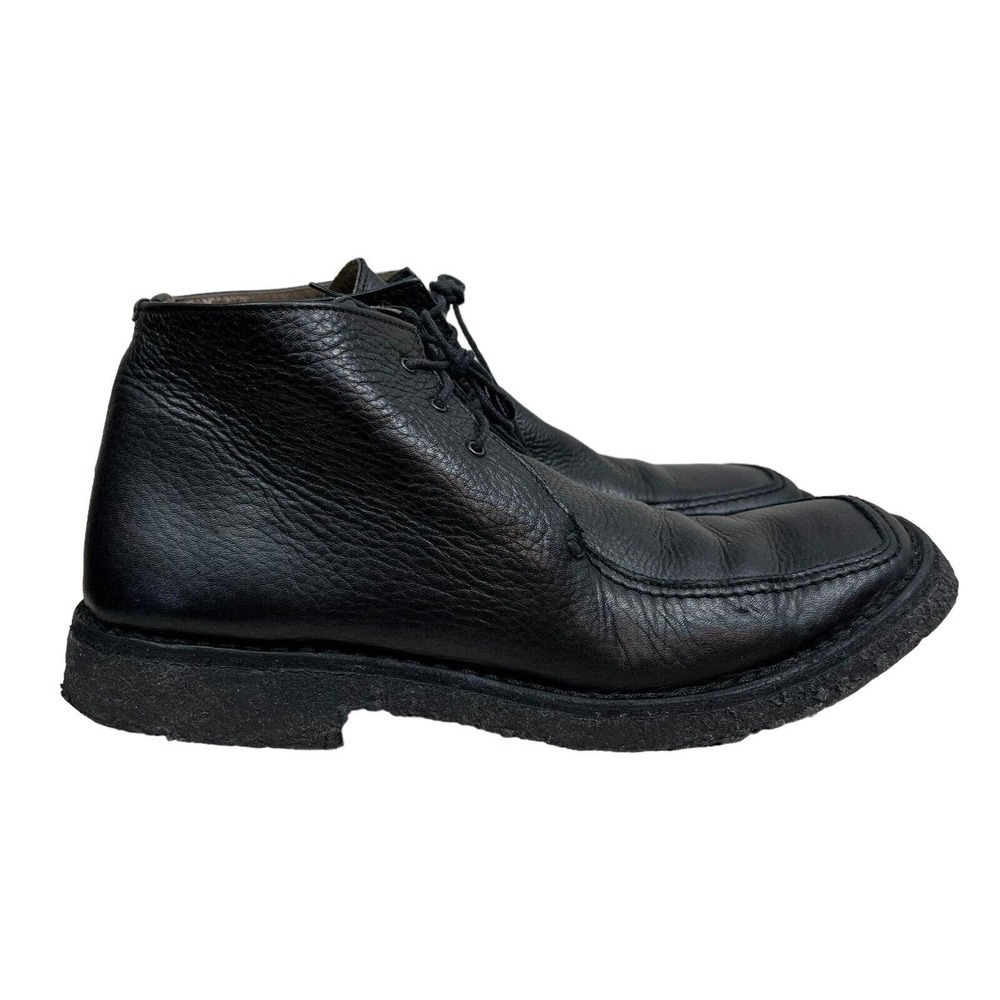 Bally Fabiana Chukka Boot Black Pebbled Leather Lace Up Square Moc Toe Men 40.5